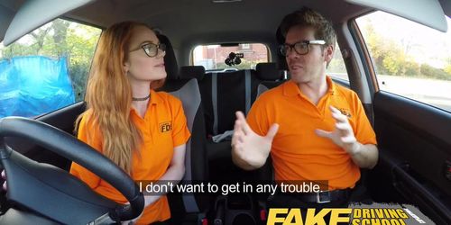 Fake Driving School sexy ginger geek girl in glasses with beauitful body (Ryan Ryder, Ella Hughes)