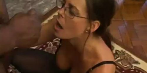 Hot Milf in glasses deepthroating black part5 - video 1