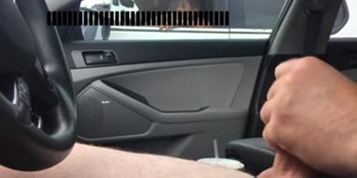 Car Flash. Watches me Cum