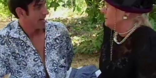 REAL GRANNY PORN - Granny fucks outdoor