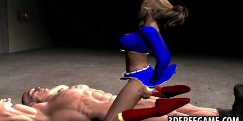 Sexy 3D cartoon Supergirl getting fucked hard