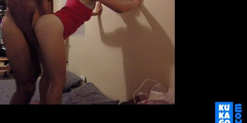 Real amateur girl doggy bent over clapping ass quickie