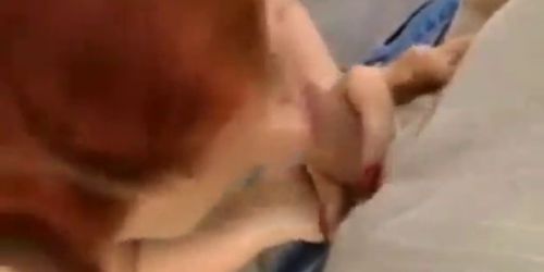 Nasty Redhead BBW Gives Husband Blowjob As He Films