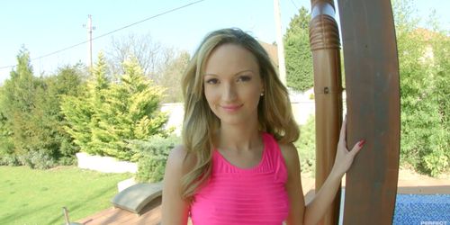 Melanie gets herself off by masturbating with fingers and dildo at Give Me Pink