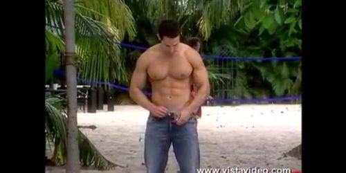 American bodybuilder Darren Fernandez showing off his small penis