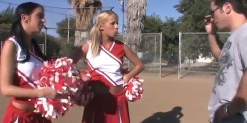 Hot Threesome with 2 Cheerleaders!