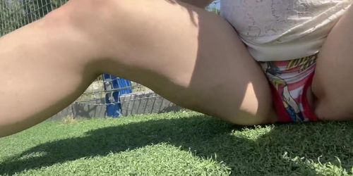 public pregnant pussy play on football court