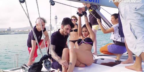 CrowdBondage - Young Latina Teen BDSM Punishment And Fucking On A Boat!