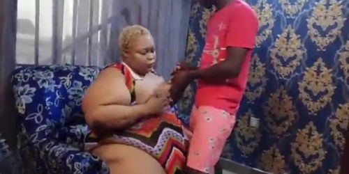 Sexy African ssbbw dance, shake and jiggle before sucking and fucking bbc