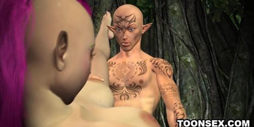 Sexy 3D punk elf girl getting fucked hard outdoors