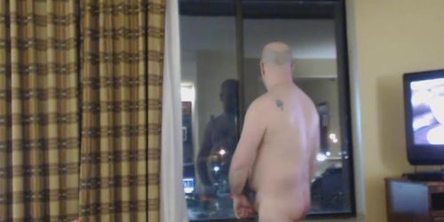 Jerking my huge dick in a hotel room