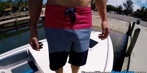 Teens facialized on yacht - video 1