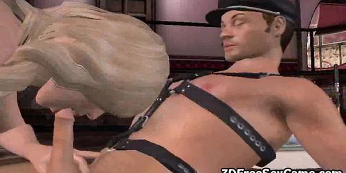 3d blonde babe sucks cock while getting fucked doggystyle