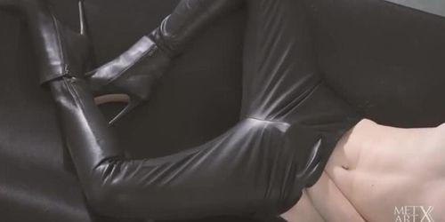 Leather Pants Girl Masturbates