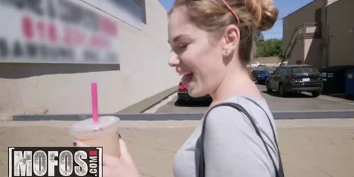 MOFOS - Small tit teen Bobbi Dylan gets pounded rough and takes big load outdoors