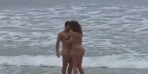 Nude Beach - Voluptuous Brunette Fuck on the Shore