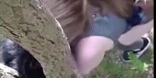 Slutty teen fucks bbc in the woods