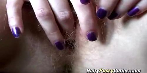 Russian Blonde Teen is Getting Her Hairy Pussy Fucked by Fucking Machine