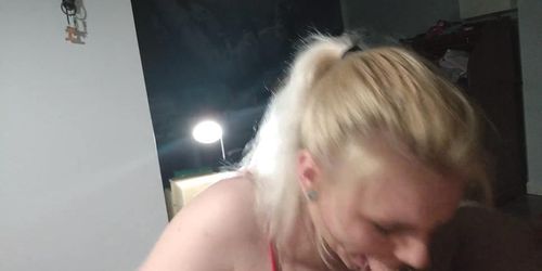 Hot blonde sloppy hard blowjob