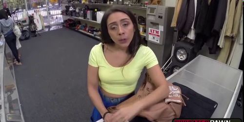 One sexy brunette babe fucked hard by the pawn dudes