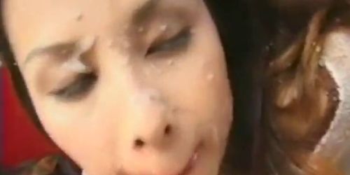 Real amateur asian teen gets bukkake in plays with the cum