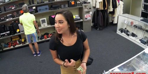 College girl flashes her tits and booty then gets boned