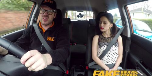 Fake Driving School Rough back seat fuck for petite infatuated learner