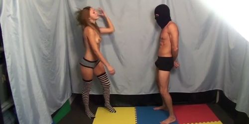 18 Years old Girl Ballbusting Lance Hart in Panties