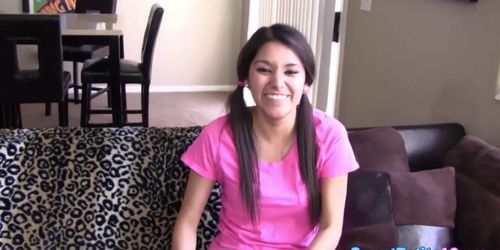 Tiny teen babe pounded in many poses