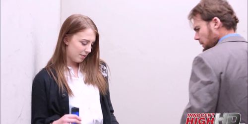 High School Blonde Teen Fucked By Teacher After Caught Smoking Weed