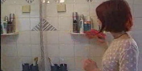 Redhead teen in bathroom