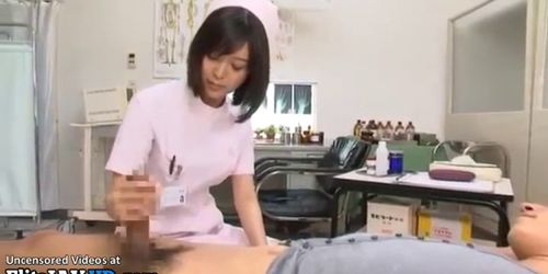 Japanese teen nurse in stockings fucks her patient