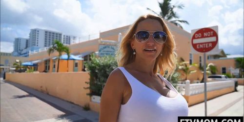 huge tits milf public street