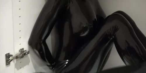 Hot Lesbians in Black Latex Catsuits