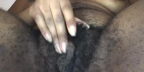 I tried to keep quiet .. Hairy pussy & big clit - dm/comment for full video