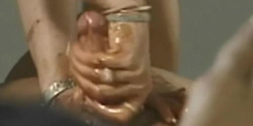 Cleaner Cleans A Cock With A handjob With a cumshot 