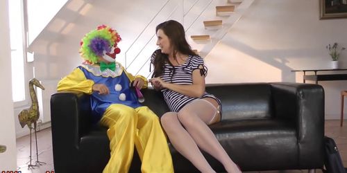 Stocking whore takes cum