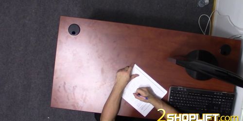 Rough sex in the office with petite teen and horny officer