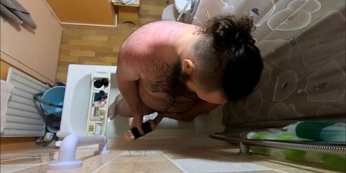 Shower Time With Big Bearded Daddy + Fleshlight