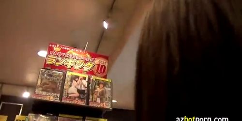 AV Actress In Video Store Viewing Room
