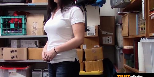 Chubby inked teen shoplifter humiliated by a LP officer (Raven Reign)