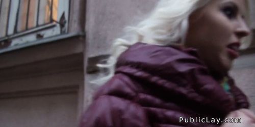 Cash hungry blonde picked up in public