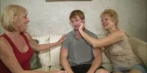 SEE MOM SUCKING - Two Milfs Tag-team Lucky Guy's Big Package