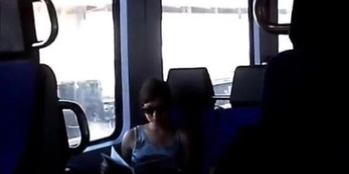 cum next to asian on train