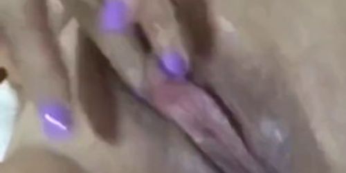 Home alone Horny Wife Fingers her Juicy Pussy Licks her own Creampie Cum