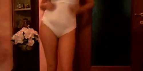 Hot brunette with white clothes - video 1