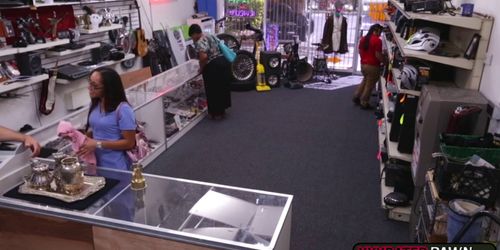 A brunette slut fucked by a pawn guy