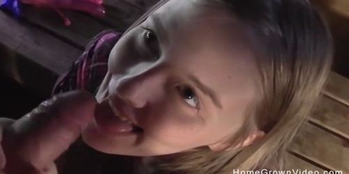 HOMEGROWNVIDEO - Amateur masturbates with toys and sucks cock in a sauna