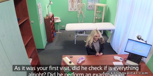 Blonde babe sucks balls to doctor