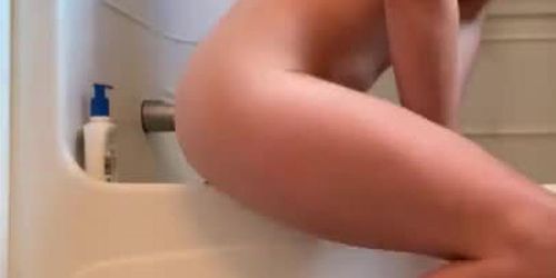 Teen Fucks Dildo Before Shower